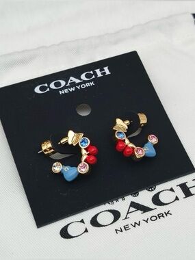COACH  Signature Charm Huggie Earrings
